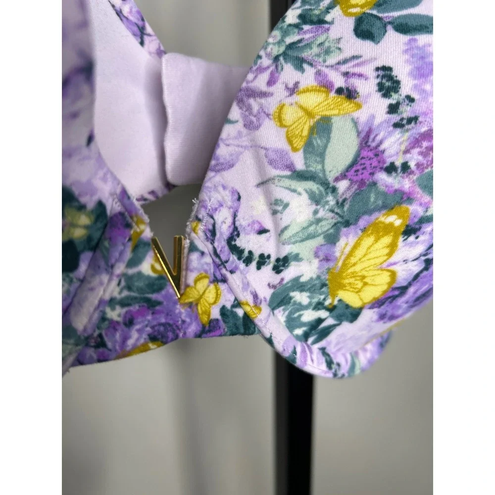 Women's Floral Butterfly‎ Print Padded Underwire Bra Lavender Purple Size 34D